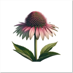 Echinacea Elegance Botanical Illustration Posters and Art